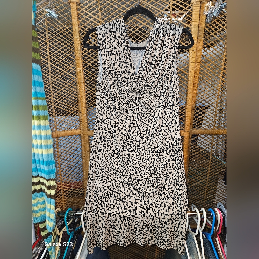 LOFT Black and White Patterned Dress